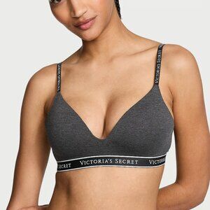 Victoria's Secret Lightly Lined Wireless Cotton Bra, Charcoal Heather 32C NWT